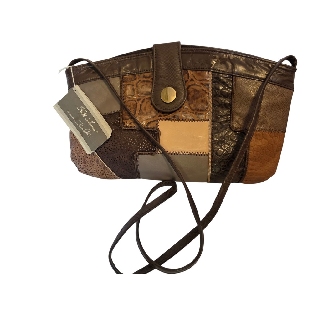 Vintage 80s 5th Ave Handbags NWT Patchwork Leather Shoulder Bag Crocodile